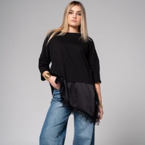 T-Shirt Asimettrica Pizzo
